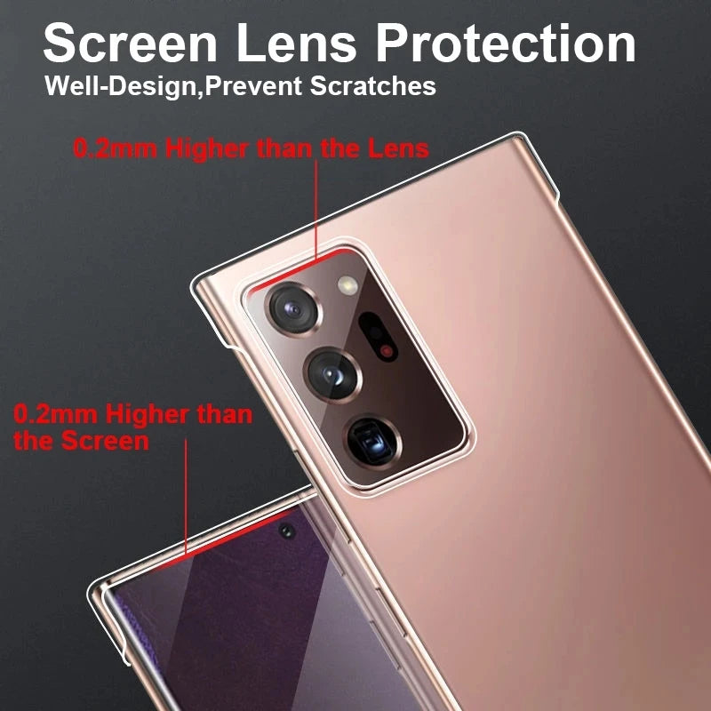 For Samsung Galaxy S22 S20 S21 S23 S24 FE S25 S26 Ultra S9 S10Plus Note 20 10 Plus 9 Borderless Transparent PC Hard Phone  Cover
