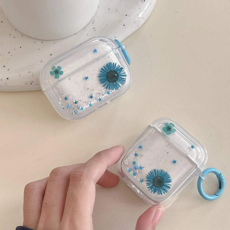Drip Gel Dried Flower Sparkling Powder Snow Bead Daisy Earphone Case Earphone Protective Cover