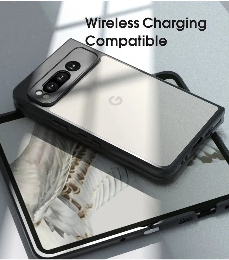 IBMRS for Google Pixel fold Case,Frosted transparent Shockproof Protection Case