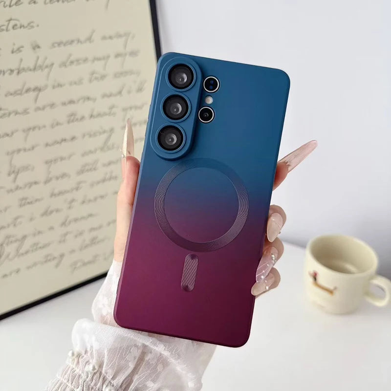 Gradient Wireless Charging Phone Case For Samsung Galaxy S26 Ultra S20 S21 S22 S23 S24 S25 Plus FE Lens All Inclusive Protective