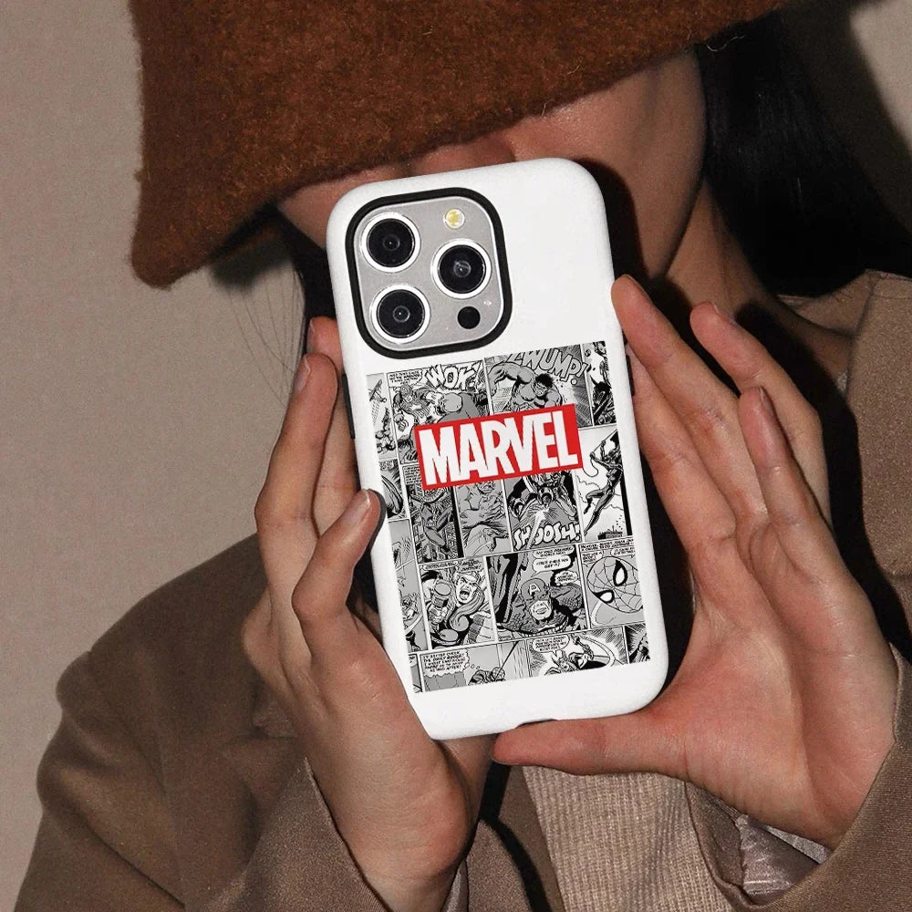 Cool Marvels Spiders Mans Phone Case for iPhone 16 15 14 13 12 11 X XS XR XSMAX 7 8 Pro Max Plus Luxury Double-layer Back Cover