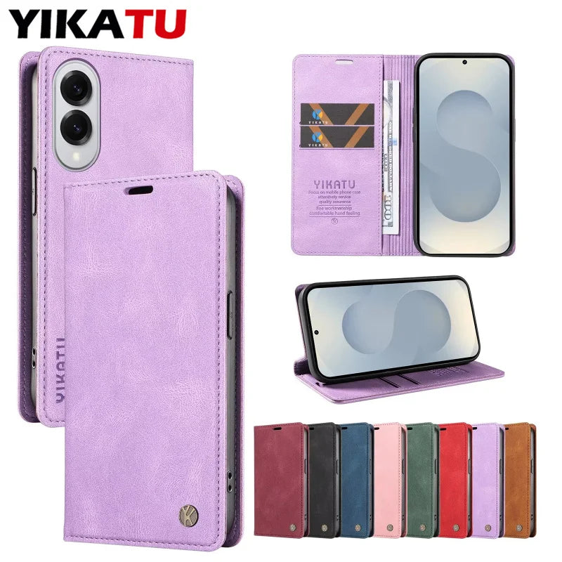 YIKATU Wallet Leather Phone Case For Samsung Galaxy S25 S20 S21 FE S22 S23 S24 Ultra S10E S8 S9 Plus Holder Flip Stand Cover Bag