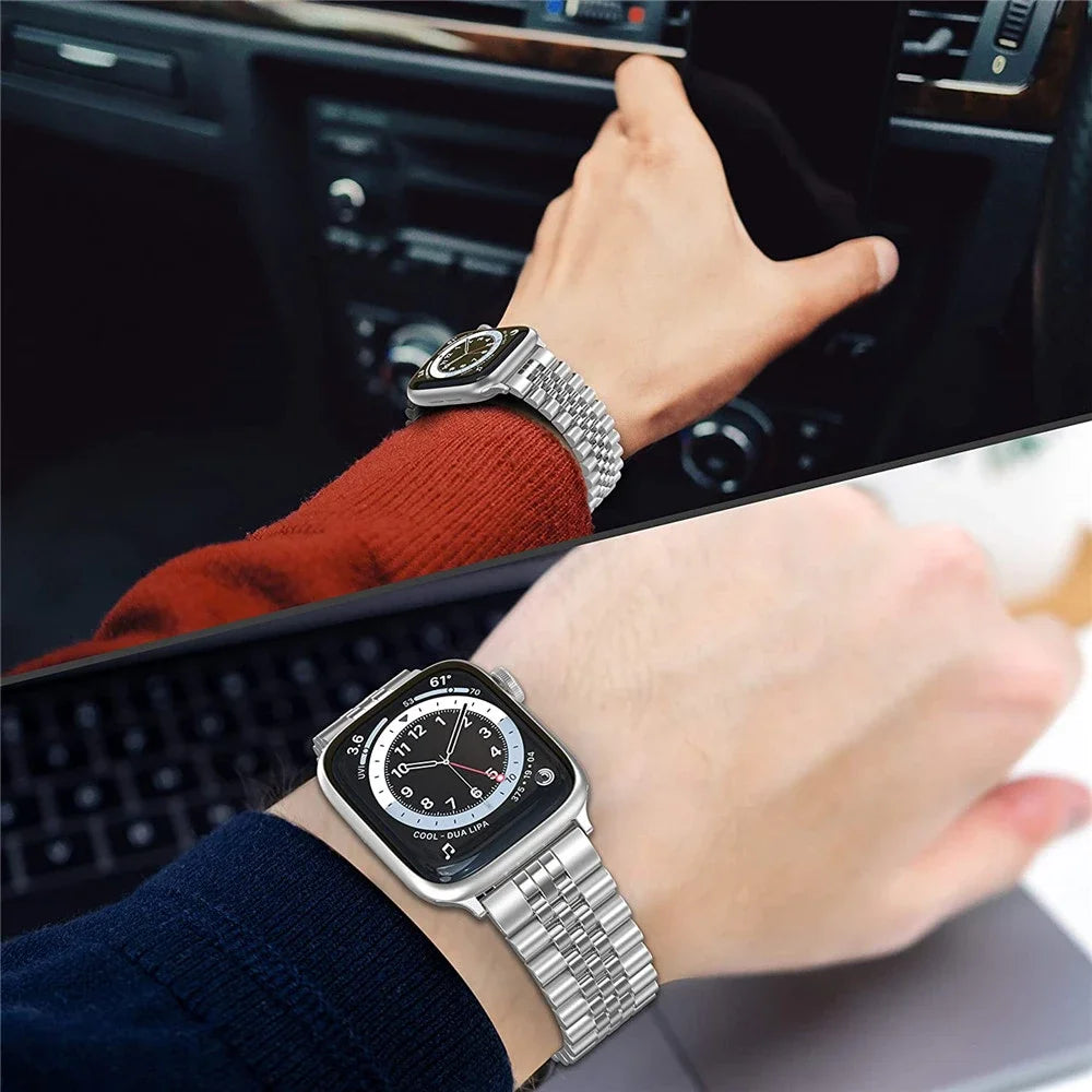 Metal Strap+Soft TPU Case for Apple Watch Band 44mm 40mm 45mm 41mm Ultra 2 49mm Stainless Steel Wristband iWatch 9 8 7 6 5 4 SE