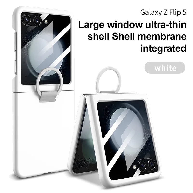 2025 Hot Skin Feel Glass Case for Samsung Galaxy Z Flip 7 FE 6 5 5G Fold business Fashion Cover Anti-knock Cases for Flip5 Flip6