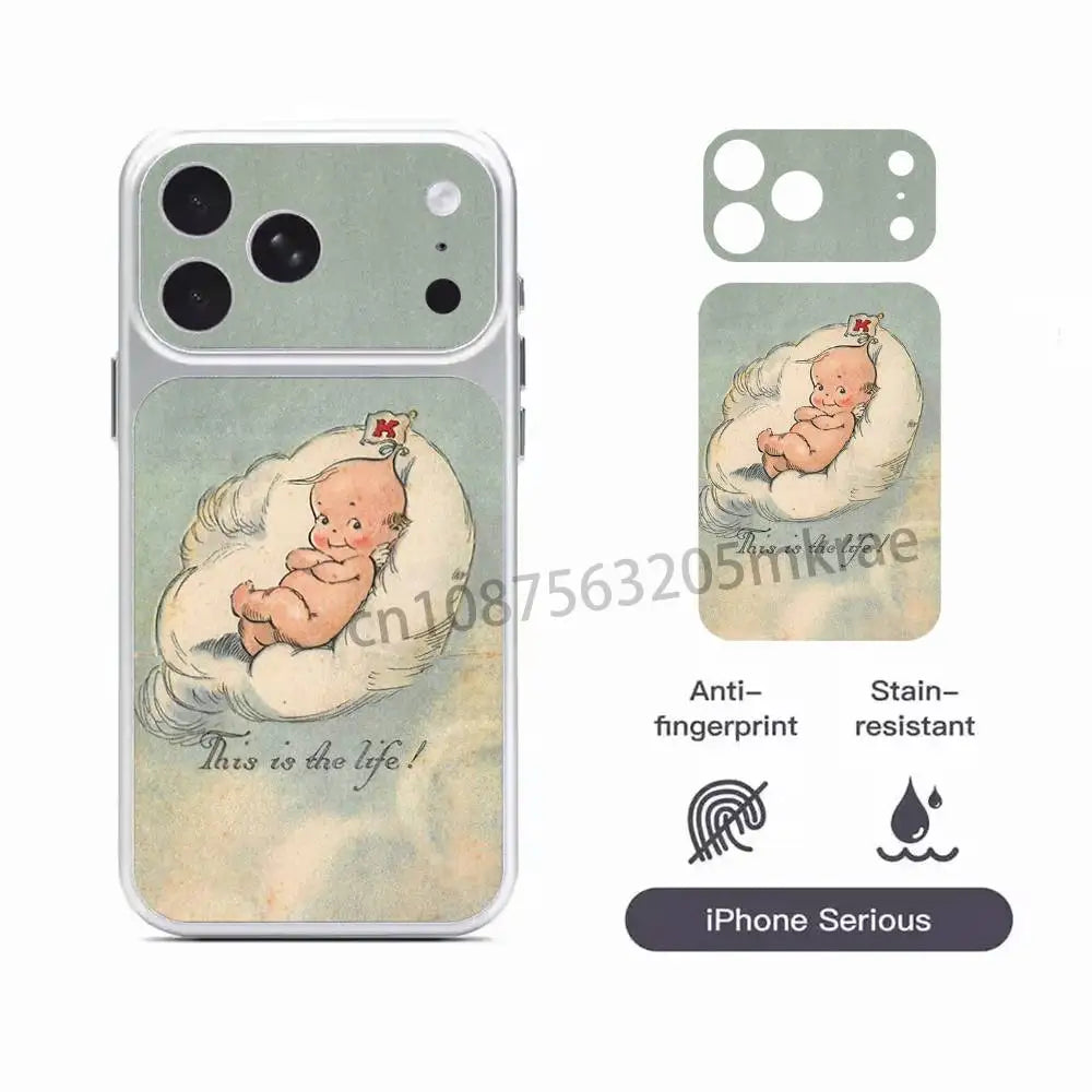K-Kewpie Cute Angel Protective Sticker for iPhone 17Pro 17ProMax Full Body Back Cover Decal Skin