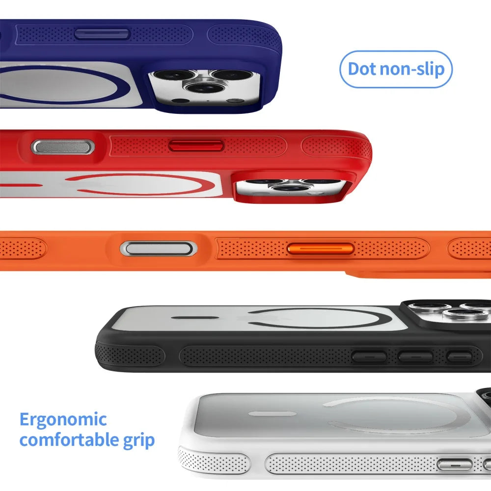 Metal Buttons Siliconen Bumper for Magsafe Transparent Case for iPhone IPhone 17 Air 16 15 14 Plus 13 12 Pro Max Magnetic Cover