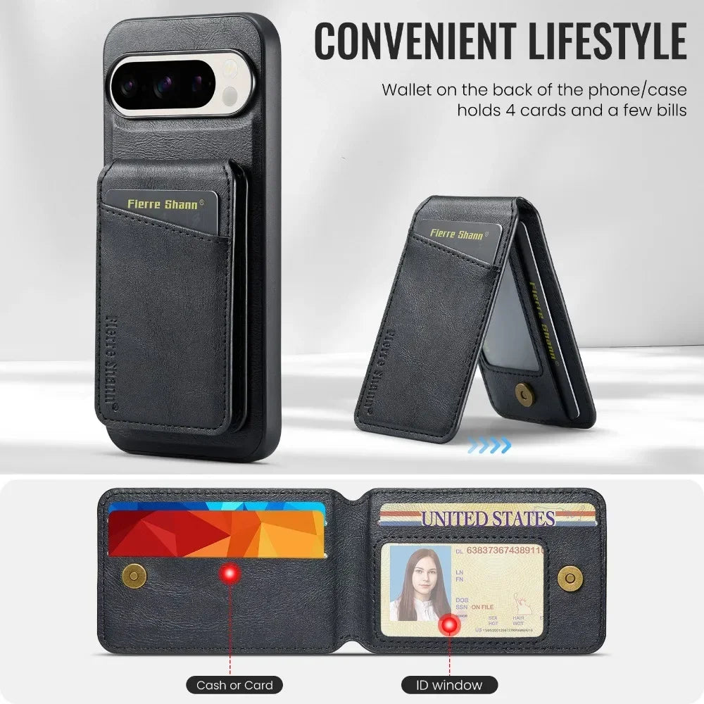 Detachable 2 in 1 Leather Wallet For Google Pixel 9 8 7 9A 8A 7A XL Pro Phone Case Card Holder For Magsafe Magnetic Cover