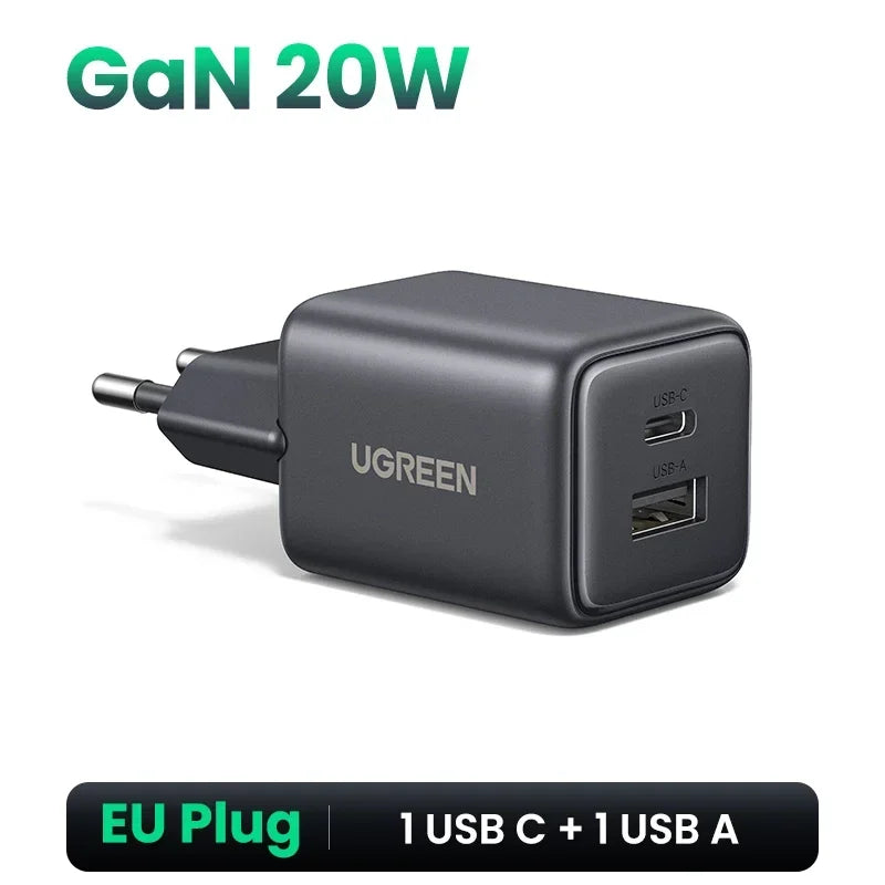 UGREEN 45W/30W/25W/20W GaN Charger PD3.0 PPS QC3.0 USB C Fast Charger For Samsung S26 iPhone 17 16 15 Pro Max iPad Xiaomi Tablet