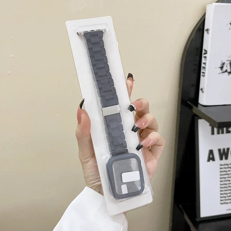 Watch strap+Case+glass For apple watch band 44mm 40mm 38/42mm Candy bracelet iwatch ultra2 49mm serie 9 8 7 6 5 4 3 Se 41mm/45mm