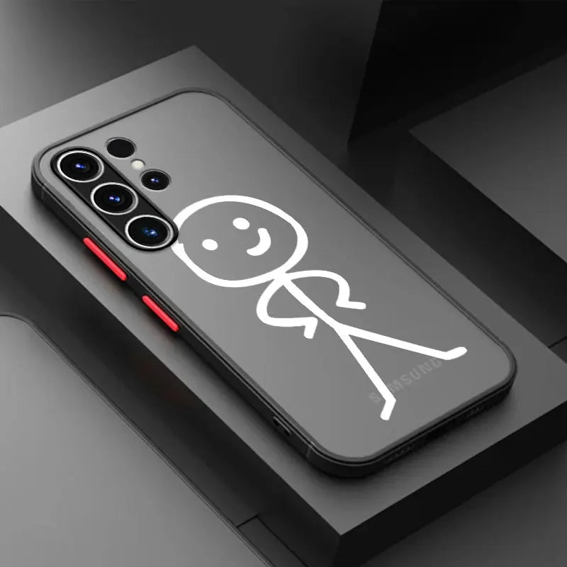 Cute Funny Matchman Phone Case For Samsung S23 S22 Ulrta 5G S21 FE S20 Plus S10e Soft Silicone Edge Cover Matte PC Capas Fashion