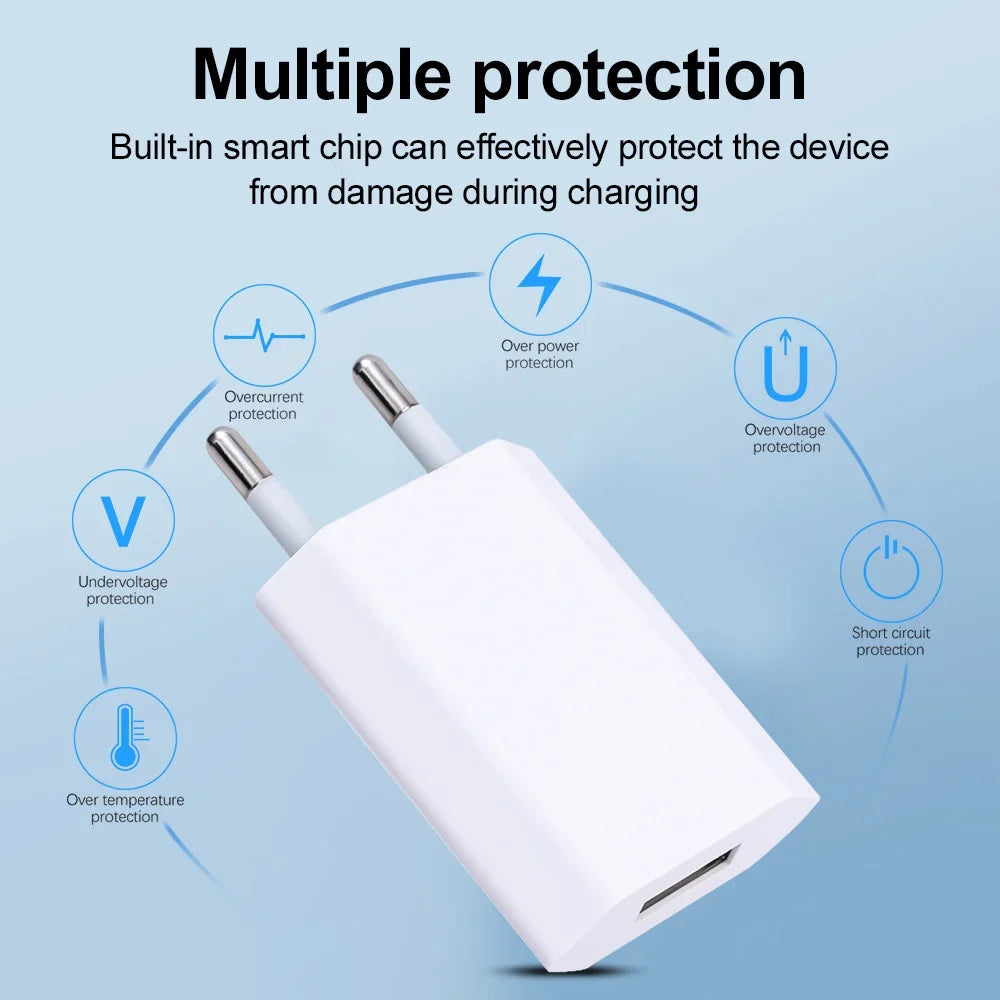 5V 1A USB Charger Fast Charging Mobile Phone Travel Wall Charger For iPhone Samsung Xiaomi Huawei Portable QC3.0 EU Plug Charger