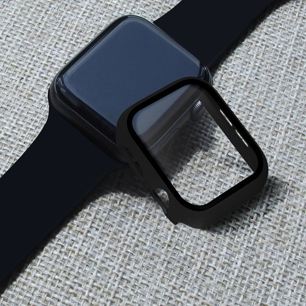 Tempered Glass+Case for Apple Watch Ultra 4 3 2 49 45 41 40 44 42 46mm PC Bumper Protector cover For iWatch 12 11 10 SE 9 8 7 6