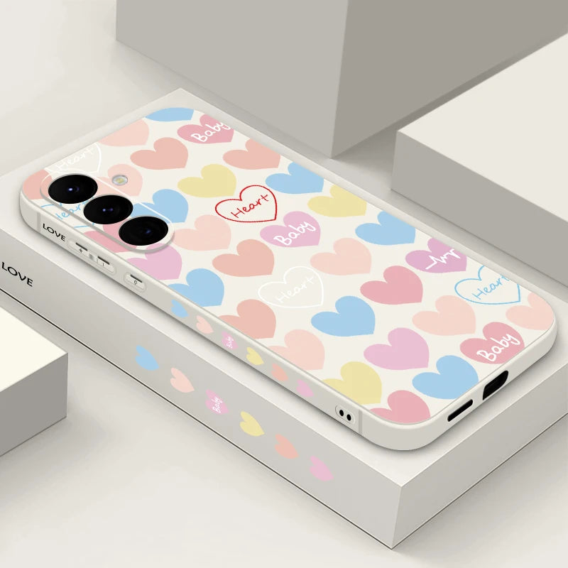 Love Hearts Lanyard Case For Samsung Galaxy S24 S23 Ultra S25 S22 S21 S20 FE A16 A26 A36 A56 A14 A34 A15 A25 A35 A55 A54 5G Capa