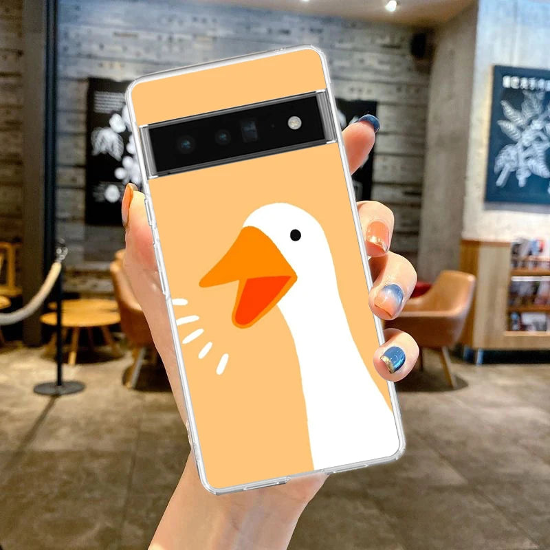 Phone Case Cover for Google Pixel 10 9 8 7 6 5 4 4XL Soft TPU 7A 6A 5A 4A 3A Pro XL 5G Transparent Shell Cute Goose Duck Game