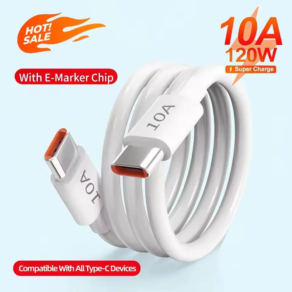 1/3Pcs 10A Cable 120W Super Fast Charging Type C To Type C Cable Highspeed Data Transfer For iPhone Samsung Xiaomi Charger Cable
