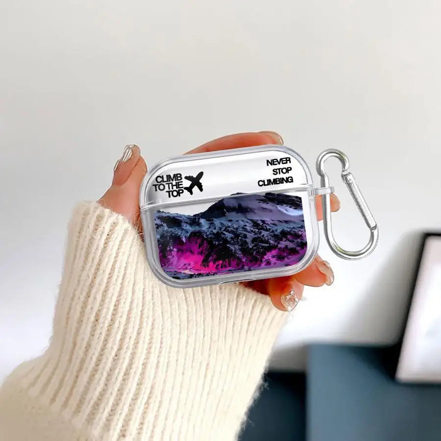 Case For Airpods 4 Pro Pro3 3 1 2 Pro2 Clear Earphone Cases Cover Snow Mountain Airplane