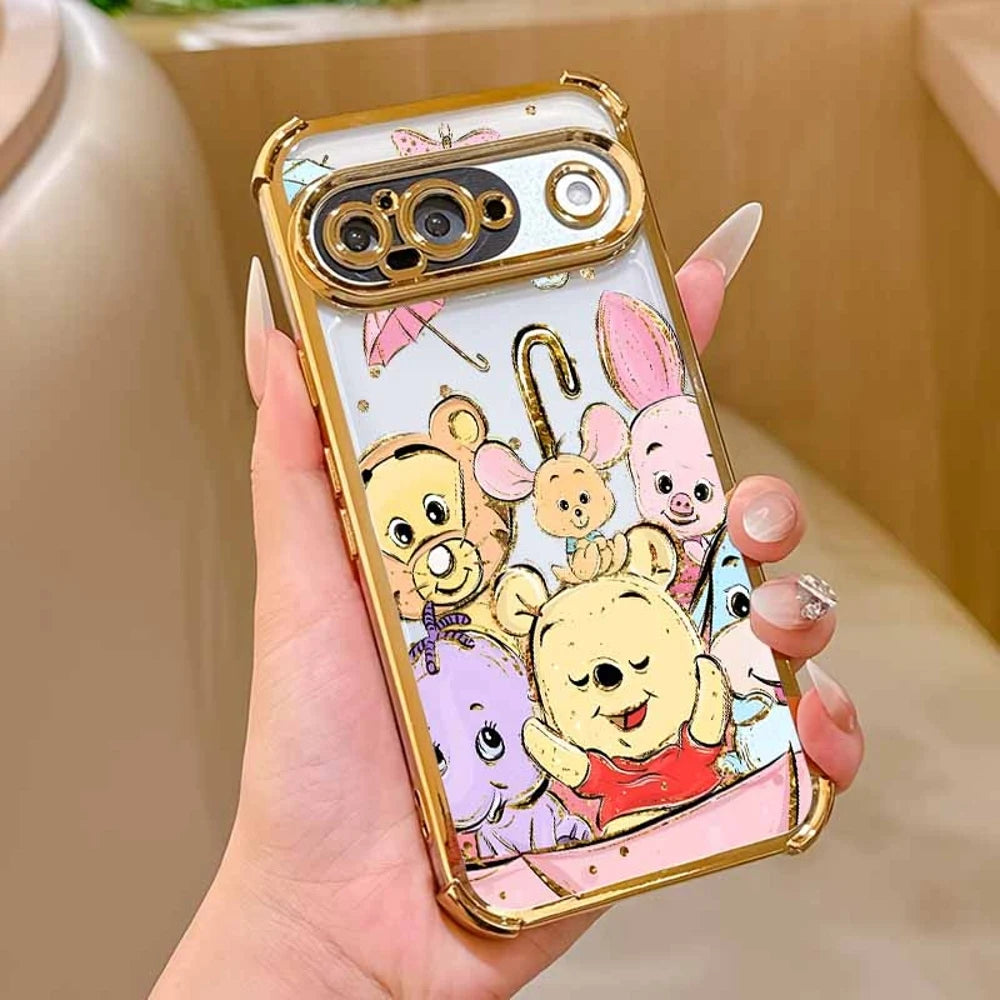 Winnie the Pooh Anime Phone Case For Google Pixel 10A 9A 9 8A 8 7A 7 Pro XL Plating Drop-proof Transparent Soft Cover