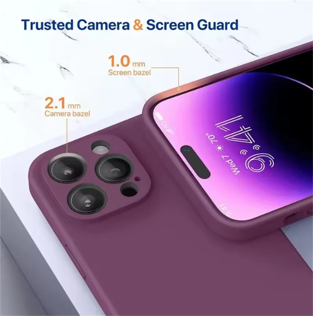 Plum red Anti Drop Case For iPhone 16 11 12 13 14 15 Pro Max 12 Mini 7 8 X XS XR Cover Coque Funda Silicone Soft TPU Back Cover