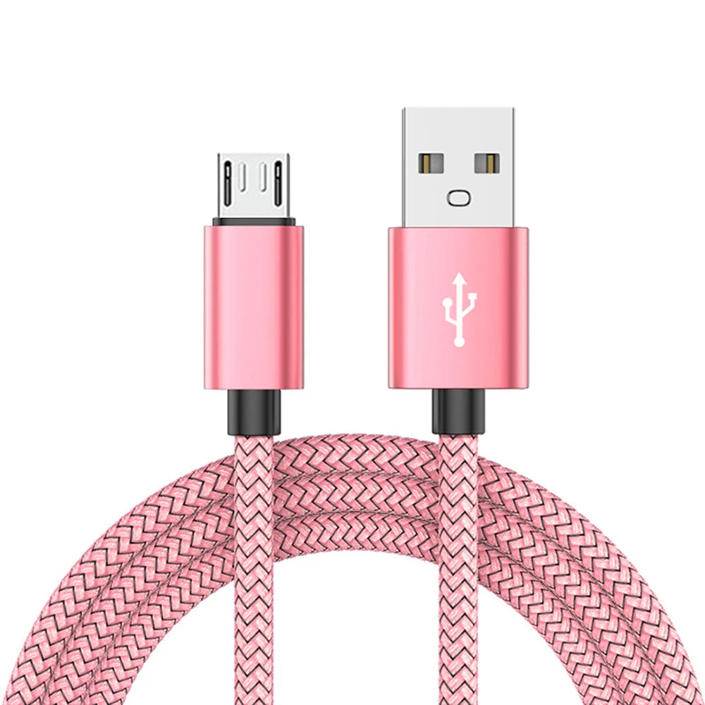 Micro USB Cable Data Sync 2A Fast Charging 1M 2M 3M Nylon Braided Charger Cable For Samsung Huawei HTC Android USB Micro Phone
