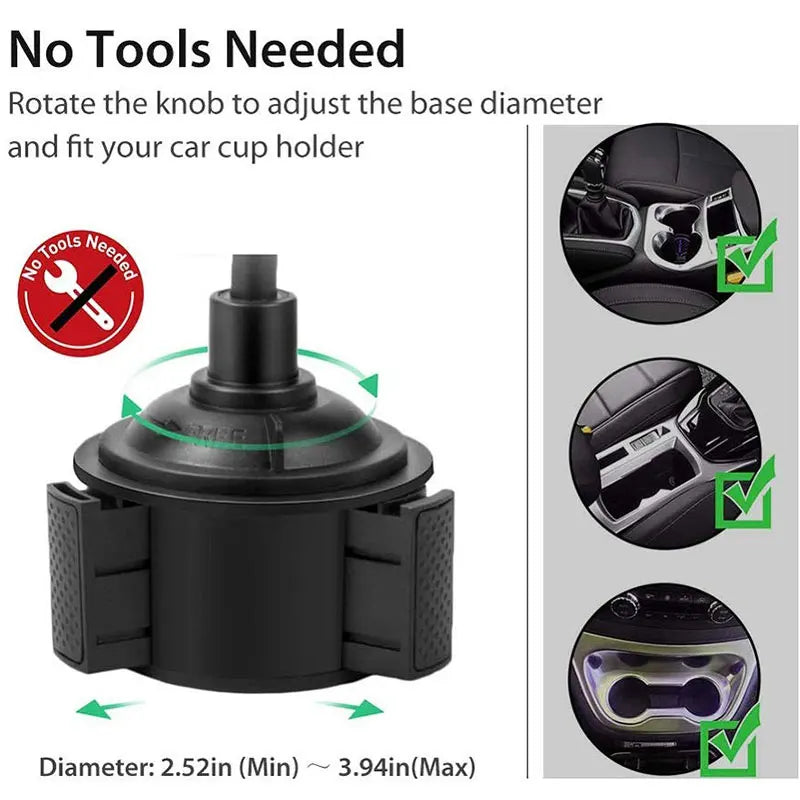 Magnetic Car Cup Holder Cellphone Mount Stand for Mobile Cell Phones Adjustable Car Cup Phone Mount