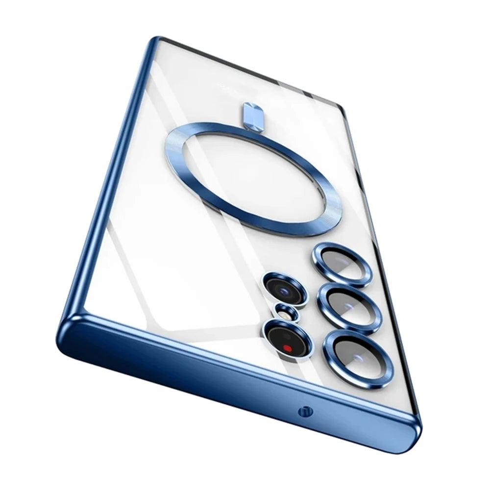 Luxury Wireless Magnetic Plating Cases For Magsafe Case Samsung Galaxy S25 S23 S24 Ultra S21 Fe S22 Lens Protective Cover