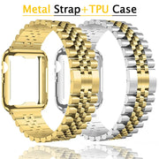 Metal Strap+Soft TPU Case for Apple Watch Band 44mm 40mm 45mm 41mm Ultra 2 49mm Stainless Steel Wristband iWatch 9 8 7 6 5 4 SE