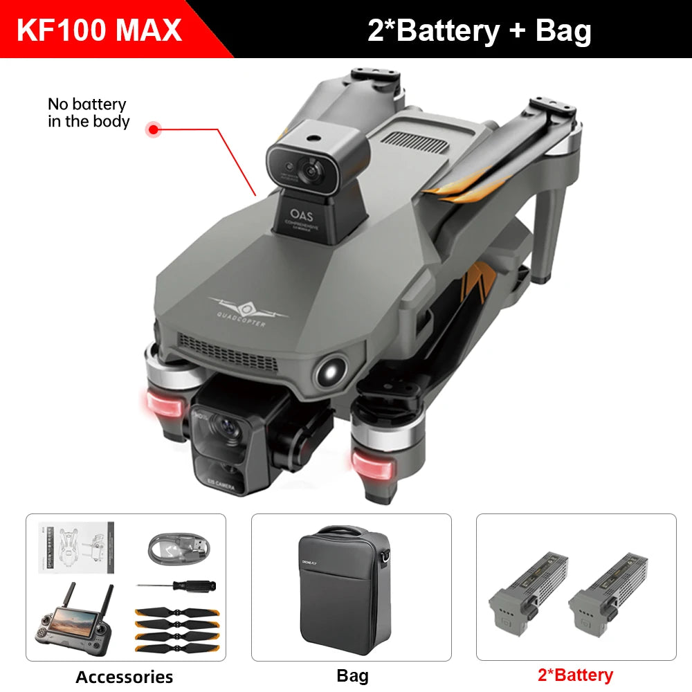 Teeggi KF100 MAX GPS RC with screen Drones With 4K HD Camera Profesional 3-Axis Gimbal obstacle avoidance 6KM Foldable RC Dron