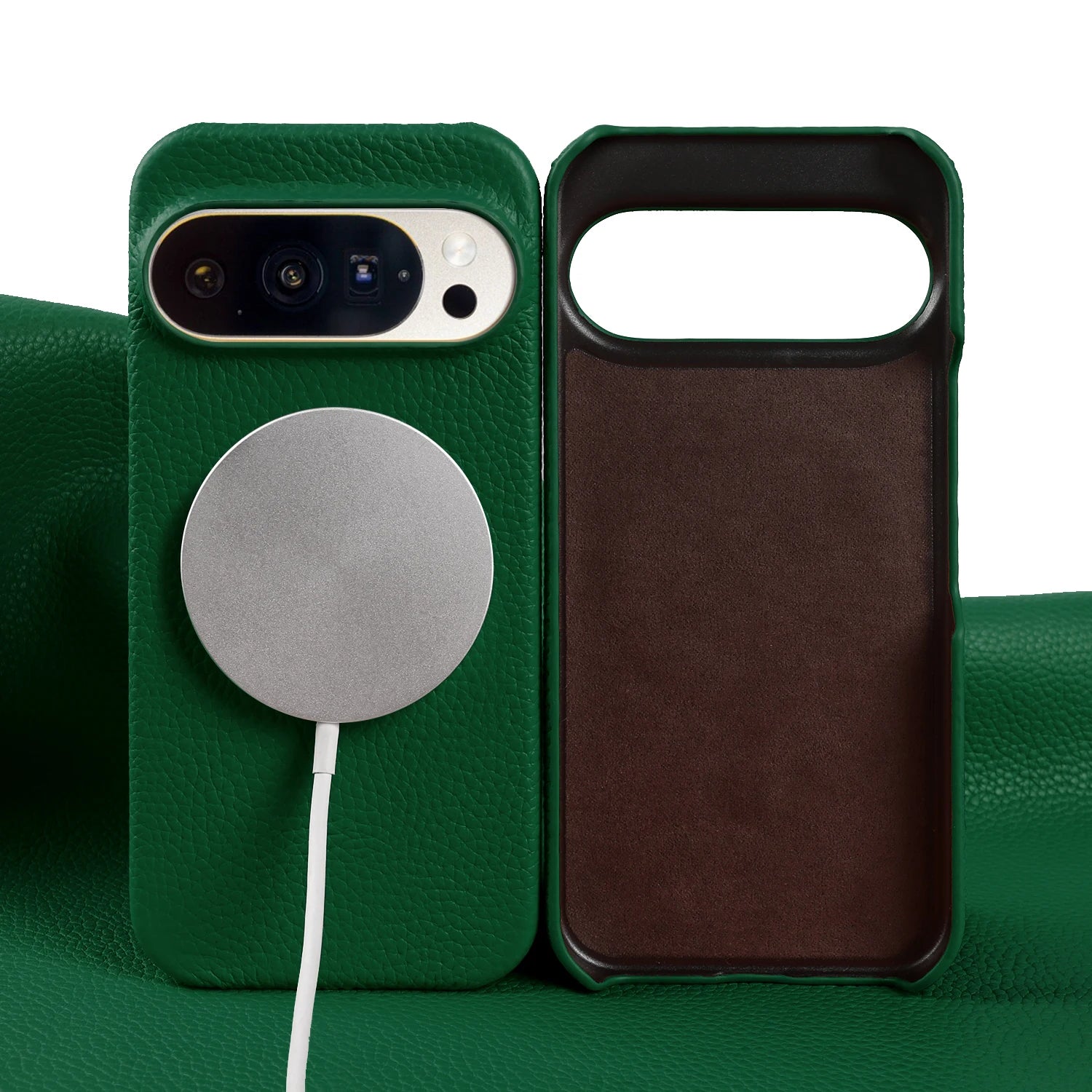 For Magsafe Magnetic Lychee Genuine Leather Case For Google Pixel 10 Pro XL 9 8 7 6 5 9A 8A 7A 6A Back Cover Phone Cases Coque