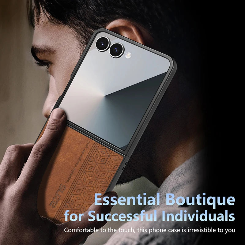 Case For Samsung Galaxy Z Flip 8 Z Flip 7 FE 6 5 4 3 Phone Case Retro style Business Flip Cover For Samsung W25 W24 Flip Cover5G