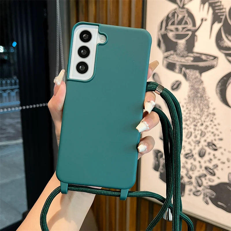 Crossbody Lanyard Strap Case For Samsung Galaxy S26 S25 Edge S24 S23 S22 S21 S20 FE Plus Note 10 20 Ultra A41 A21S 5G Soft Cover