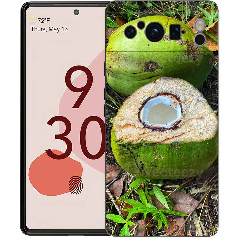 Summer Coconut Phone Case For Google Pixel 10A 10 9 8 7 6 Pro XL 9A 8A 6A 7A 5G Soft Shockproof TPU Black Cover