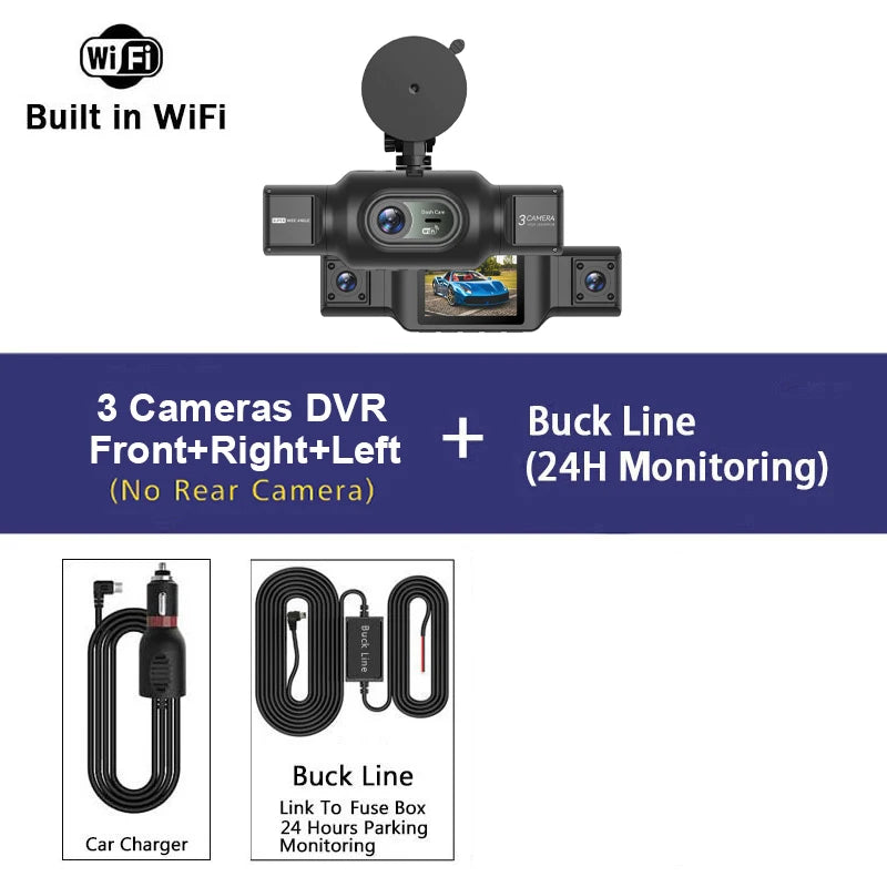 4Ch WiFi Dashcam car camera Black Box Driving DVR FHD 1080P Front Left Right Rear Night Vision Loop Recording Black Box