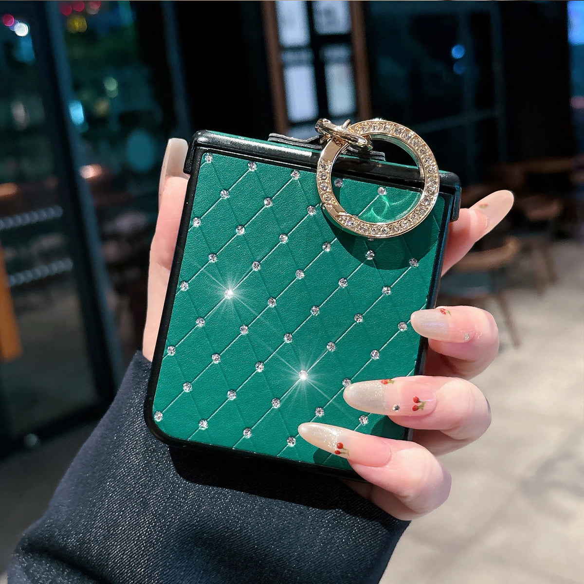 Rhombus Grid Pattern Artificial Leather Case for Moto Razr 50 60 70 Ultra 2026 + 2024 + 2025 Faux Diamond Ring Buckle Hard Cover