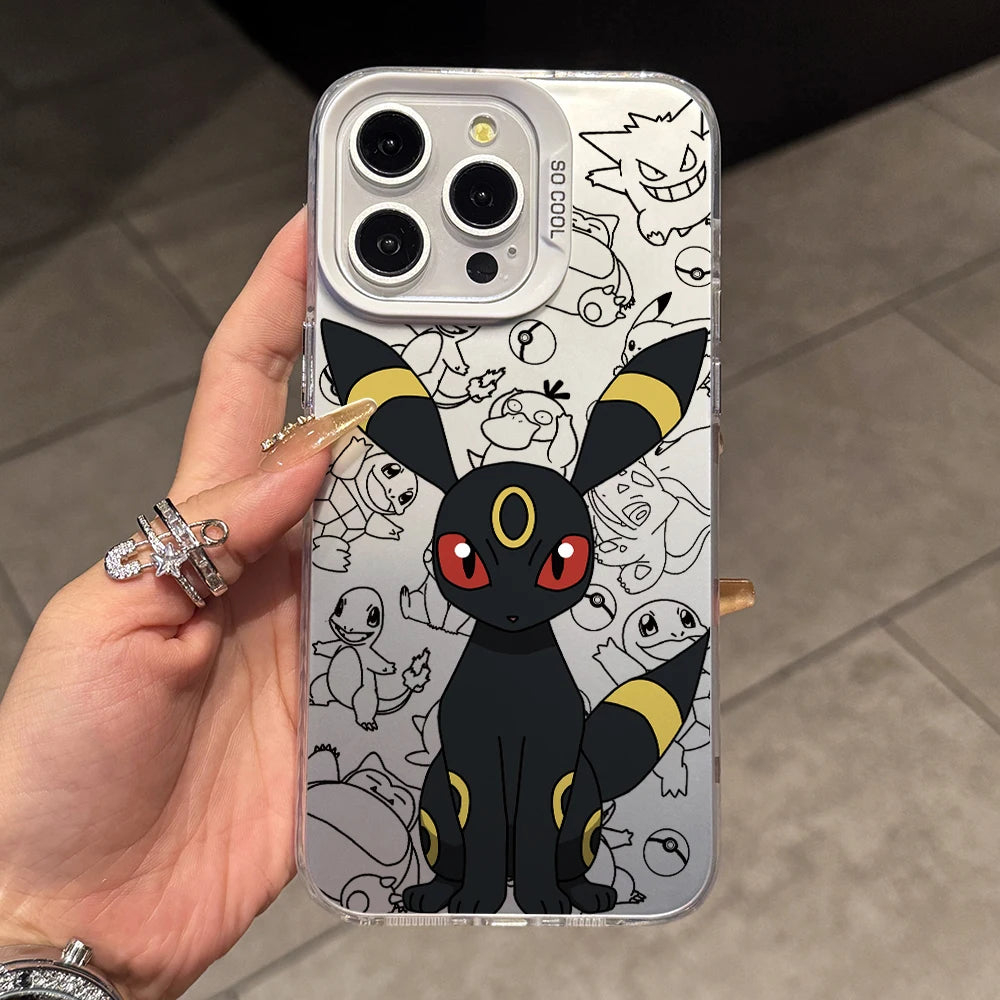 Cartoon Pokemons Umbreons Phone Case for Samsung Galaxy S26 S25 Edge S24 S23 S22 S21 FE S20 Ultra Plus 5G Silver Hard Cover