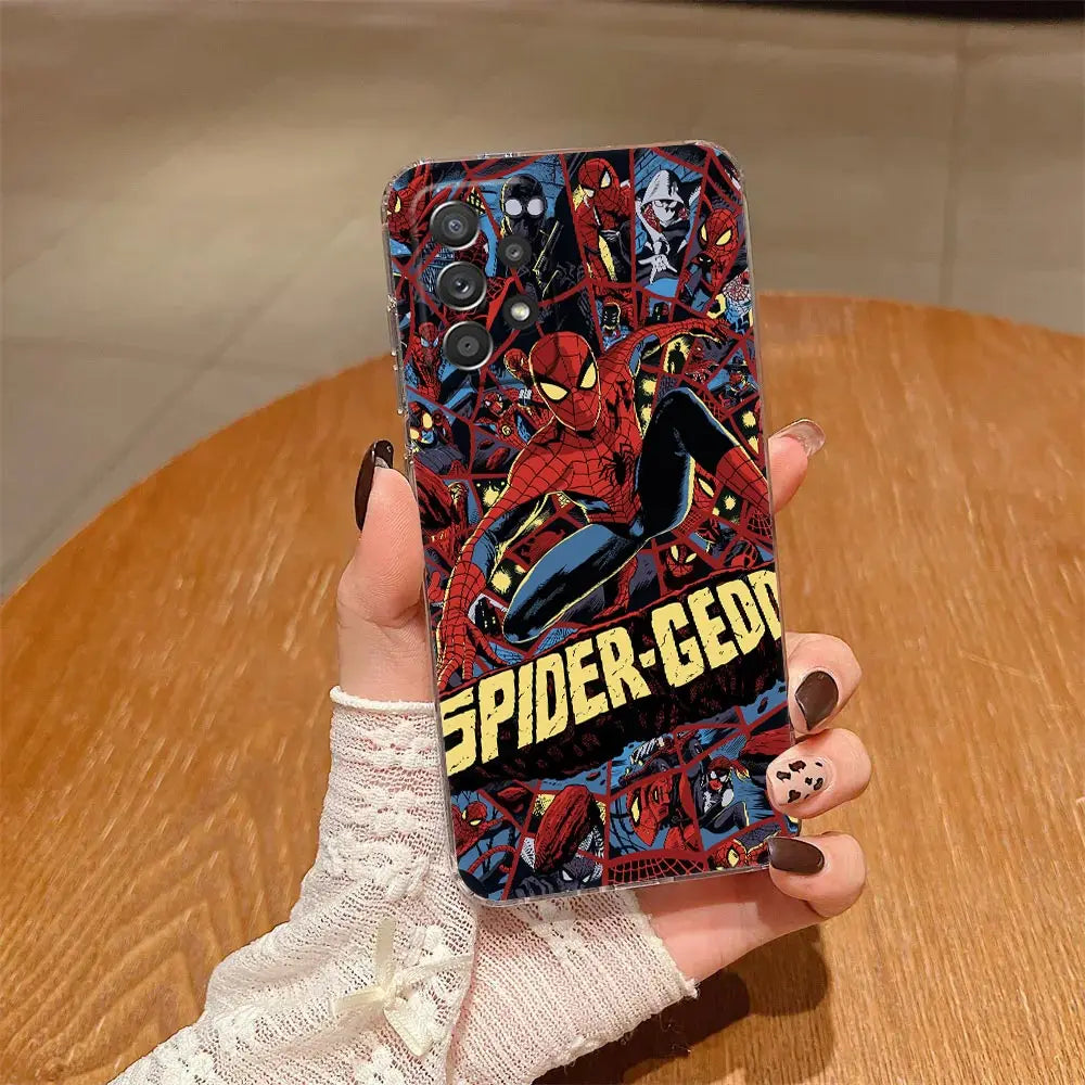 Spider Man Case For Samsung Galaxy A57 A37 A17 A07 A56 A36 A26 A16 A06 A55 A35 A25 A15 A54 A34 A73 Spiderman Clear Phone Cover