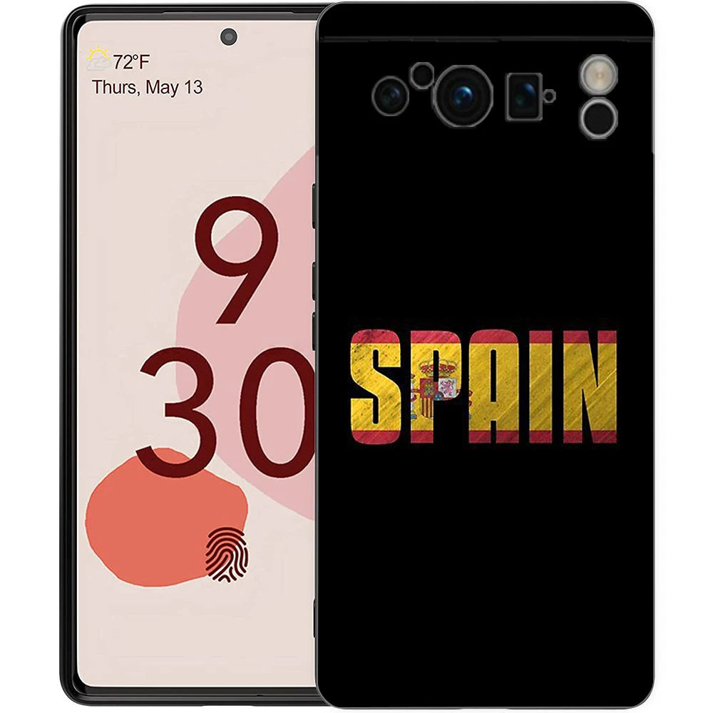 Spain flag Phone Case For Google Pixel 10A 10 9 8 7 6 Pro XL 9A 8A 6A 7A 5G Soft Shockproof TPU Black Cover