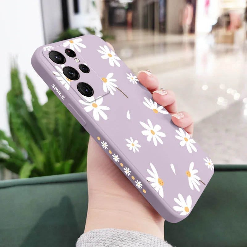 Plain Daisies Phone Case For Samsung Galaxy S25 S24 S23 S22 S21 S20 S10 S10E Ultra Plus FE Note 20 Ultra Plus Cover