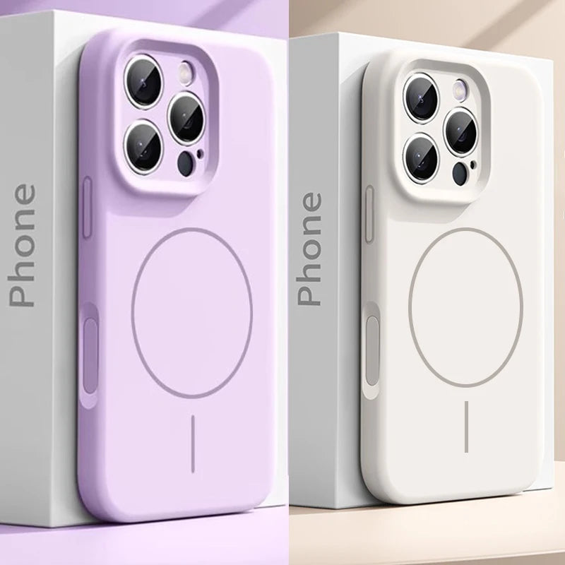 Magnetic Original Liquid Silicone Phone Case For iPhone 15 14 16 Plus 12 13 16 17 Pro Max Funda For Magsafe Protector Soft Cover