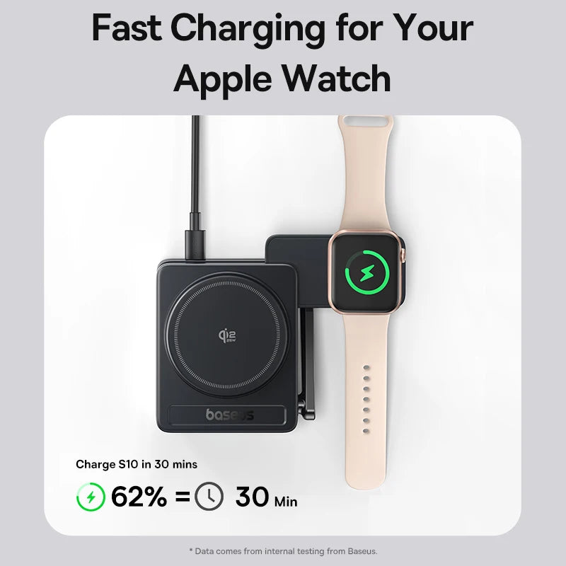 Baseus 3 in 1 Magnetic Wireless Charger Qi2.2 25W Fast Charging For iPhone 17 16 15 14 Apple Watch Earbuds AirPods Pro iWatch
