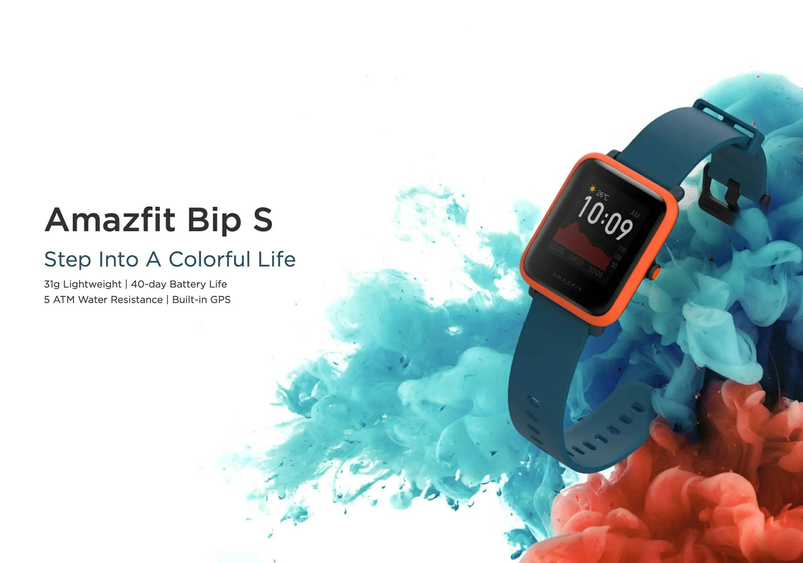 Amazfit SmartWatch Bip S GPS GLONASS 31g Feather-Light Body Bluetooth Heart Rate Measurement Sports Watch Used 90-95 New No Box