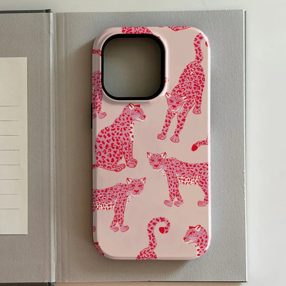 Luxury Clmj Art Cute animals Phone Case for iPhone 17 16e 16 15 14 13 12 11 X XS XR XSMAX 8 Air Pro Max Plus Double-layer Cover