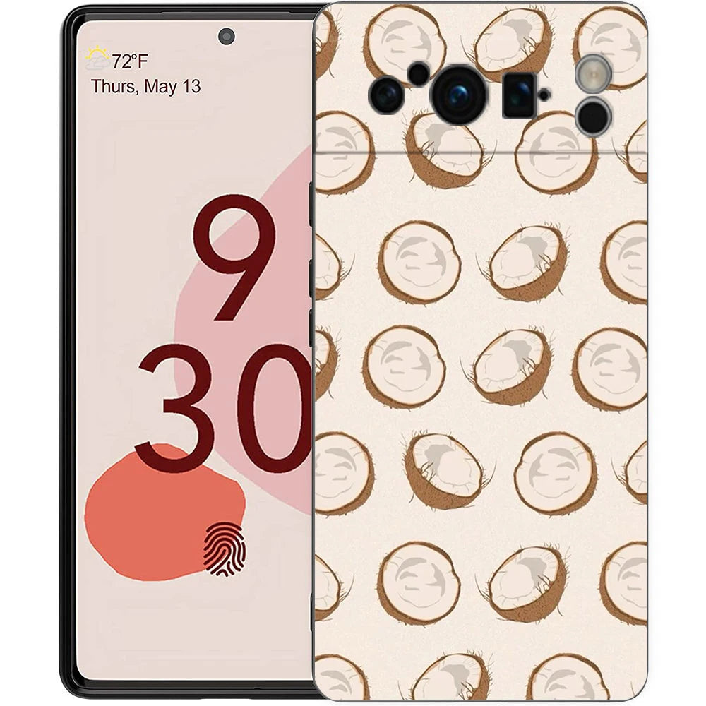 Summer Coconut Phone Case For Google Pixel 10A 10 9 8 7 6 Pro XL 9A 8A 6A 7A 5G Soft Shockproof TPU Black Cover