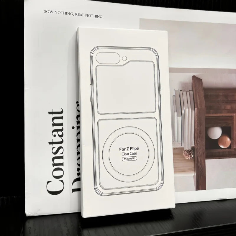 For Magsafe Magnetic Transparent Acrylic Flip Phone Case For Samsung Galaxy Z Flip 8 Z Flip 7 5 6 4 3 Shockproof Packaging Cover