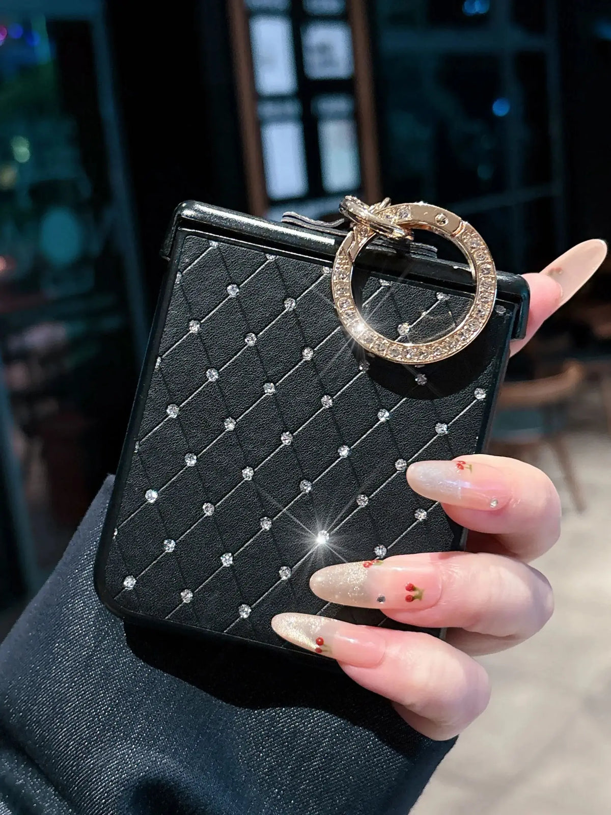 Rhombus Grid Pattern Artificial Leather Case for Moto Razr 50 60 70 Ultra 2026 + 2024 + 2025 Faux Diamond Ring Buckle Hard Cover