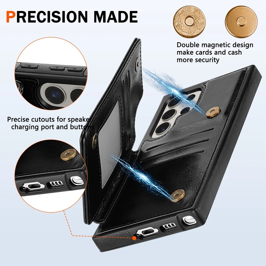 Wallet RFID Blocking Layer Protect Anti-Theft Magnetic Leather Case For Samsung Galaxy S26 Ultra S25 Plus S24 S23 S22 S21 S20 FE