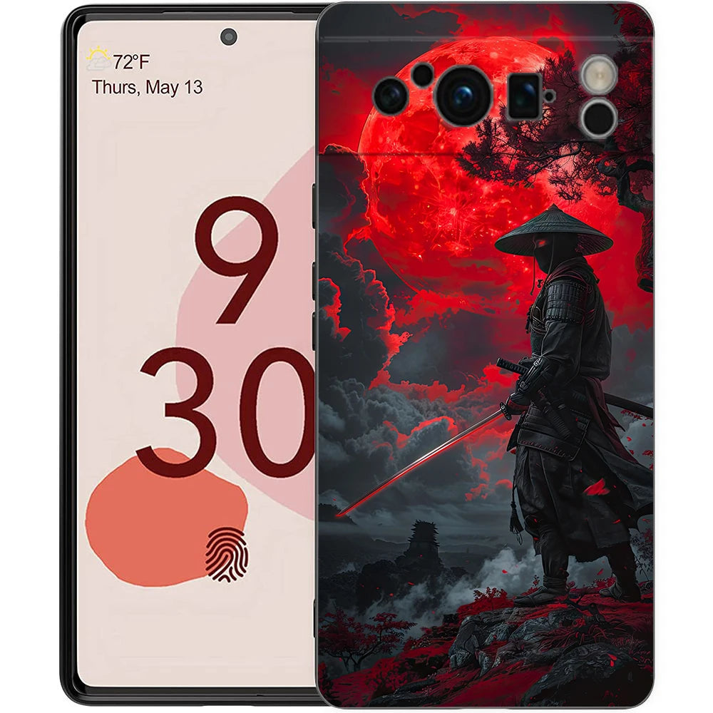 Japanese Bushido Samurai Phone Case For Google Pixel 10 9 8 7 6 Pro XL 9A 8A 6A 7A 5G Soft Shockproof TPU Black Cover