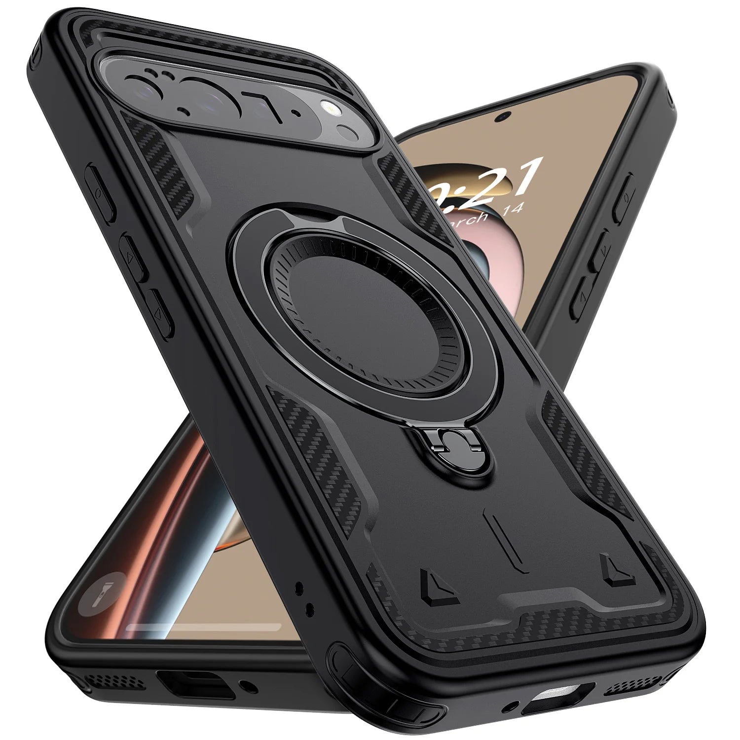 Black For Google Pixel 10/10 Pro/10 Pro XL Rugged Phone Case Shockproof Heavy Duty Kickstand Holder Protective Cover