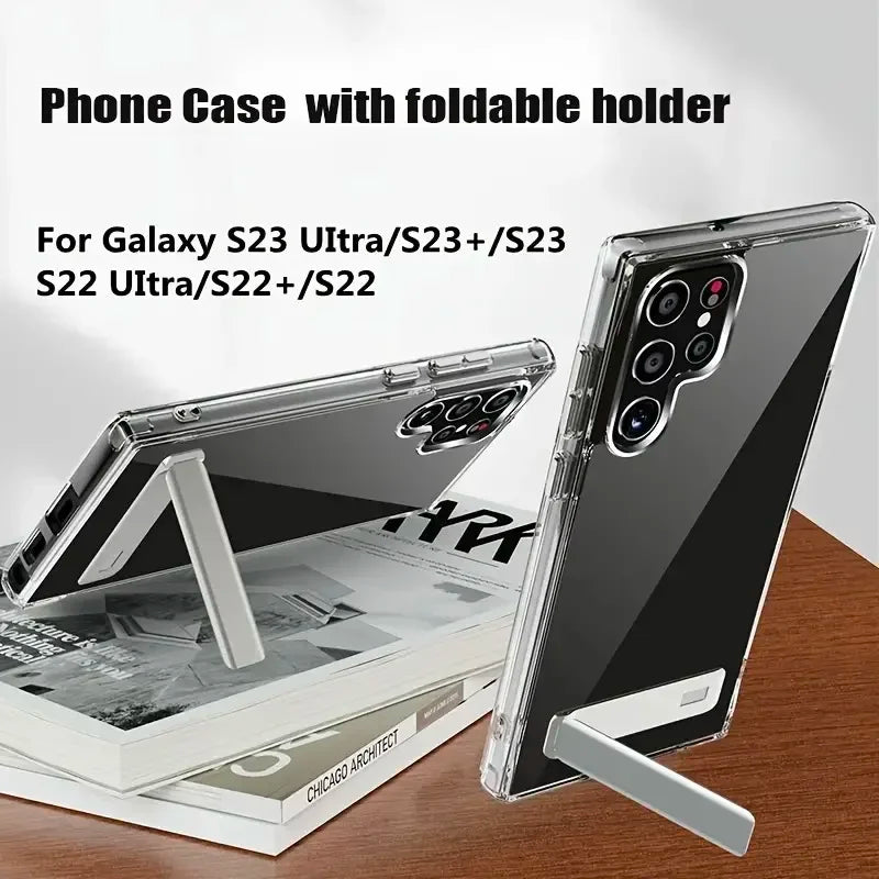 Clear Mobile Phone Case for Samsung Galaxy S26 S24 S25 S23 22 Ultra FE Plus with Kickstand Transparent Stand Cases Back Cover