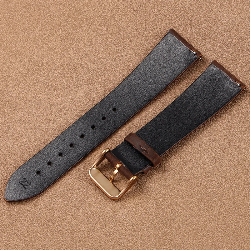 Vintage Handmade Genuine Leather Watchband 18 20 22MM Old Brown Black Soft Men's Watch Strap