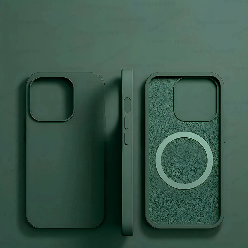 For Magsafe Liquid Silicone Case For iPhone 15 14 13 12 11 Pro Max Plus Wireless Charging Soft Back Cover Shockproof Accessories